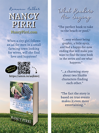 The Farmer Takes a Wife by Nancy Pirri - Front and Back Bookmark Design by Caroline Andrus